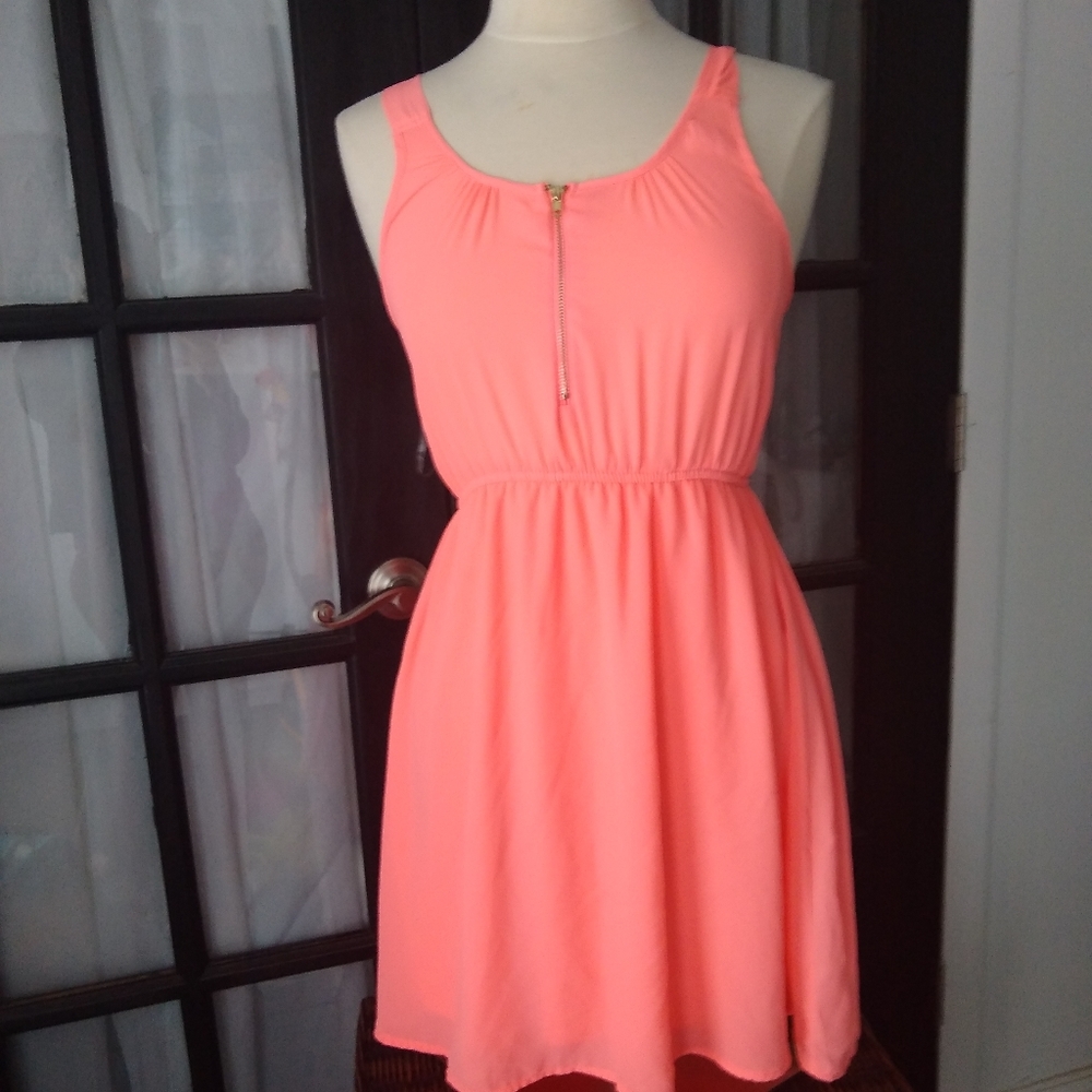 💚Rue 21 mini coral zipper tank top dress small